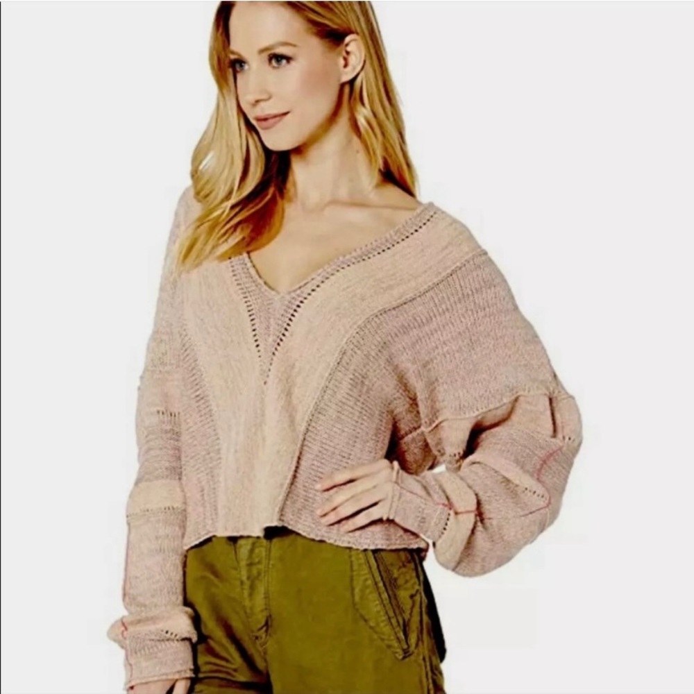 Free People Lemonade Cropped Mixed
Knit Sweater excellent preowned condition S